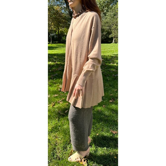 Lauren Manoogian OS One Size Pleat Cardigan Camel Wool Baby Alpaca NWT - Picture 9 of 16